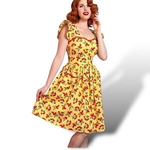 Vintage Retro Bollywood Bernie Dexter Loretta Dress Cherry Pr…